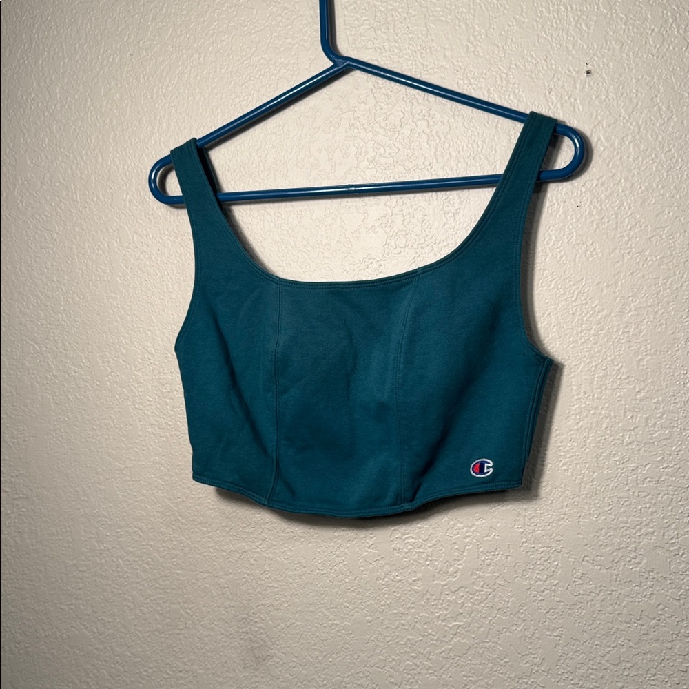 Champion Women's Teal Fleece Crop Top